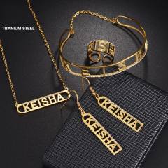 DIY hollow out rhinestone name necklace bracelet set