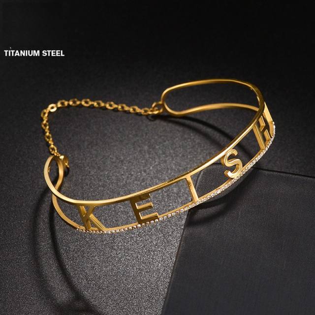 DIY hollow out rhinestone name necklace bracelet set