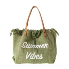Large capacity canvas summer letter beach tote bag