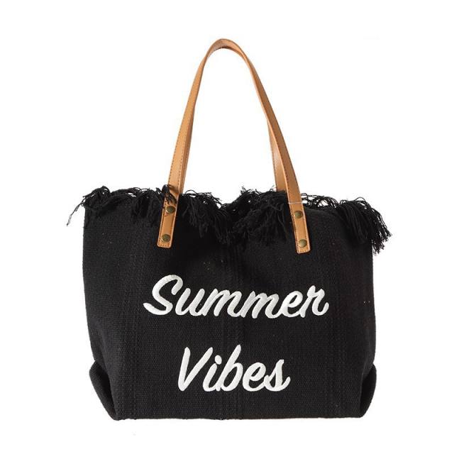 Large capacity canvas summer letter beach tote bag
