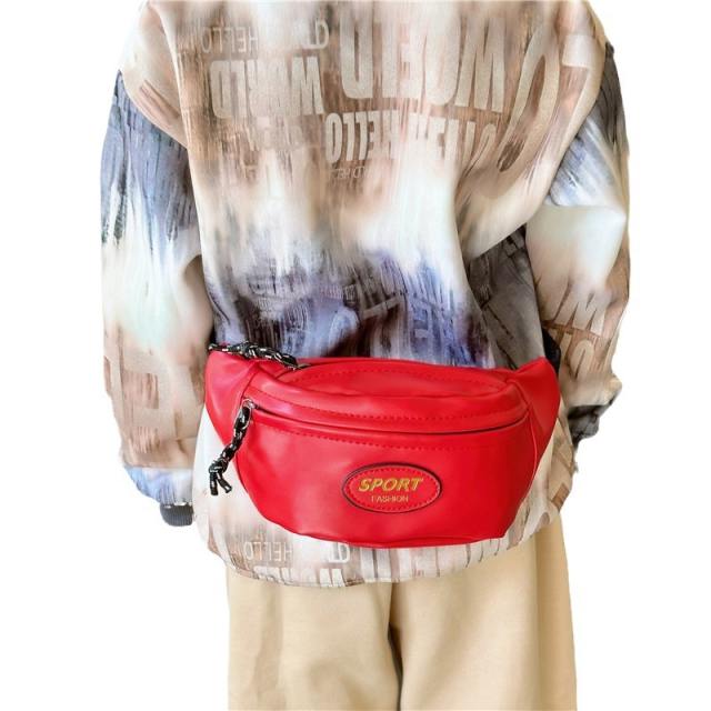 Korean fashion PU leather funny pack waist bag for boys girls