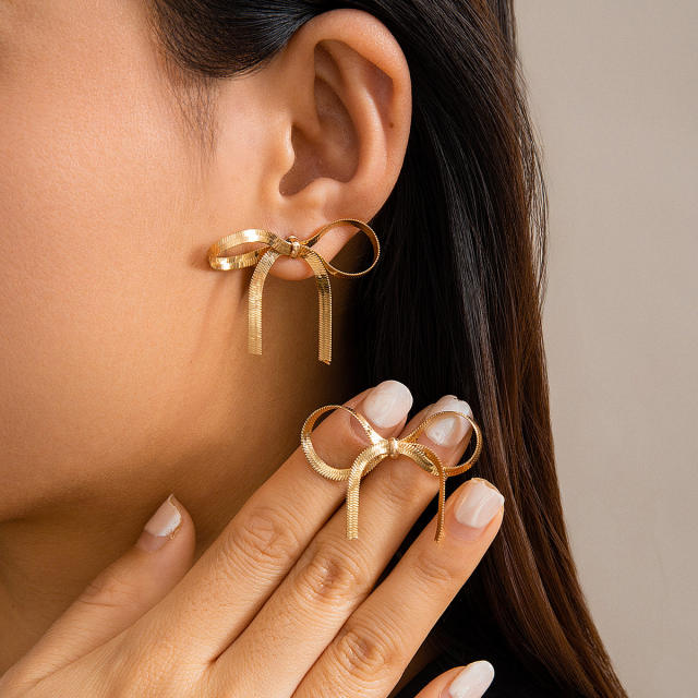 Hot sale bow earrings rings set collection