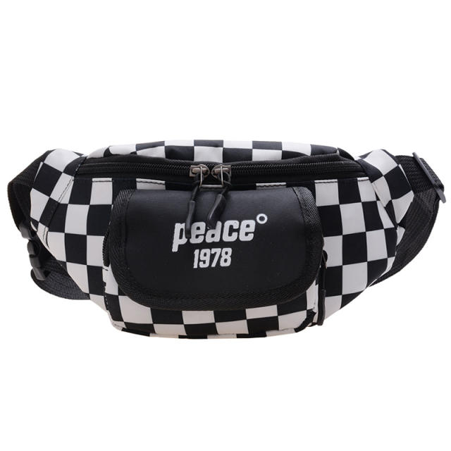 Korean fashion casual letter checkered pattern chest bag