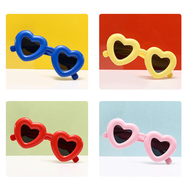 Chunky funny heart candy color sunglasses for boys girls