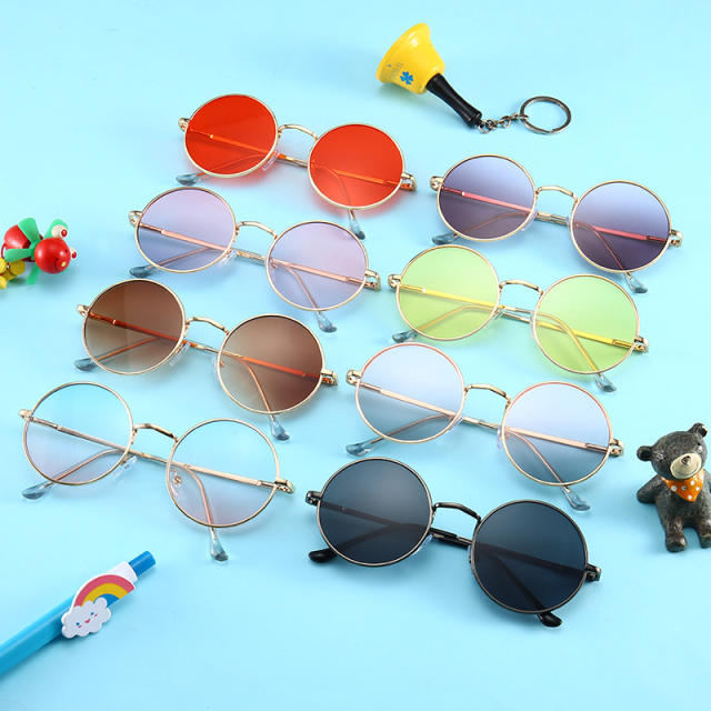 Korean fashion colorful easy match round shape vintage sunglasses for kids