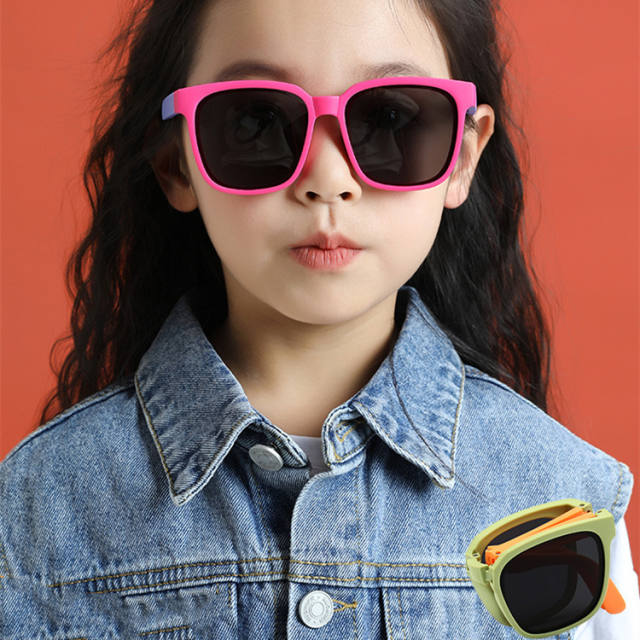 Popular contrast color foldable sunglasses for boys girls