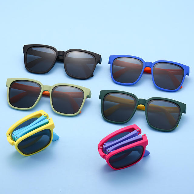 Popular contrast color foldable sunglasses for boys girls