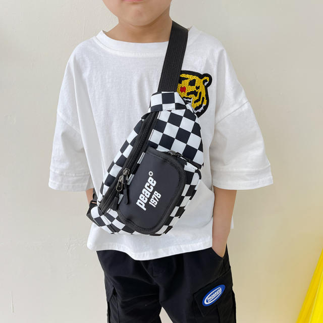Korean fashion casual letter checkered pattern chest bag