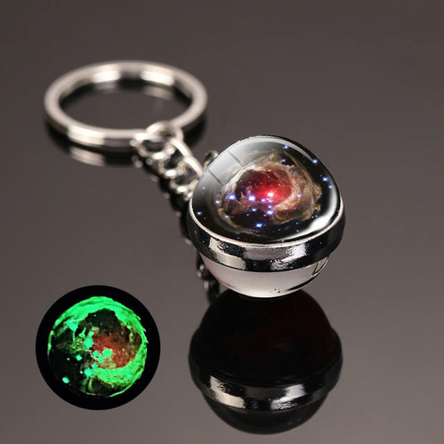 luminous universe solar system ball bead keychain