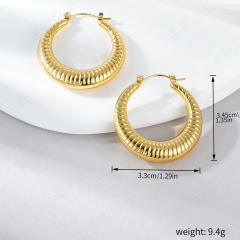 Hollow out striped hoop stainless steel earrings