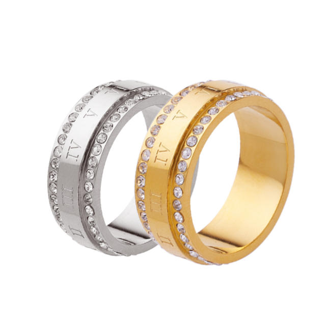 Personality diamond stainless steel rings band couples rings