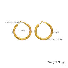 Easy match twisted hoop stainless steel earrings