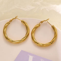 Easy match twisted hoop stainless steel earrings