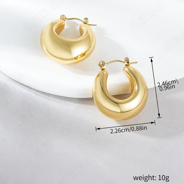 Chunky hollow out hoop earrings stainless steel earrings
