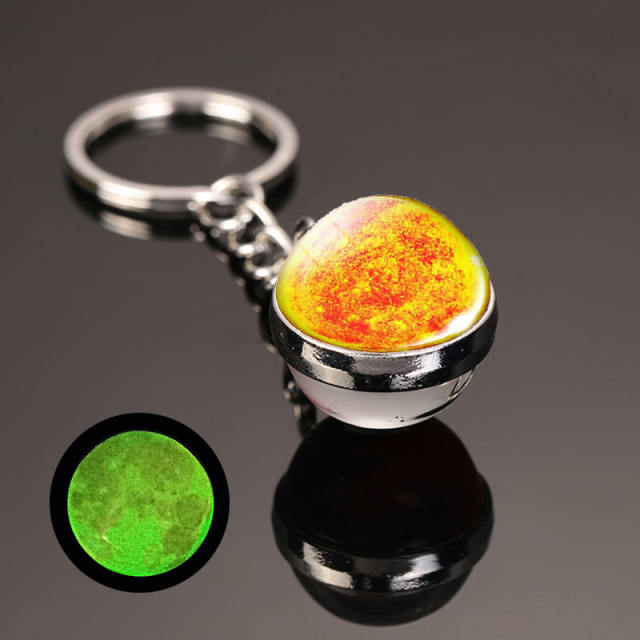 luminous universe solar system ball bead keychain