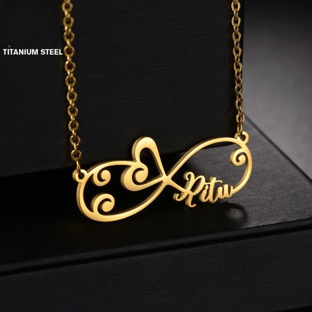 Infinity symbol custom name stainless steel necklace
