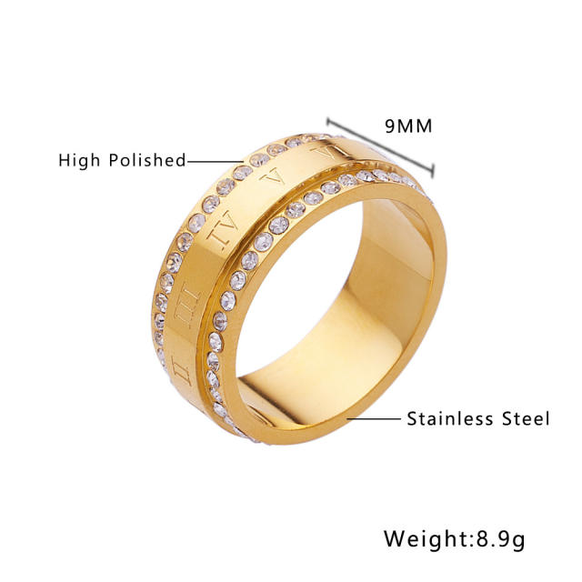 Personality diamond stainless steel rings band couples rings