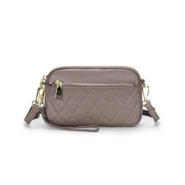 Casual quilted pattern Genuine Leather crossbody bag