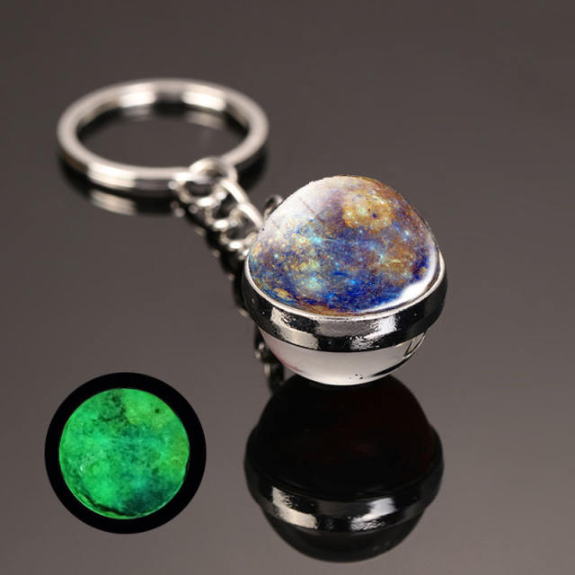 luminous universe solar system ball bead keychain