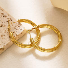 Easy match twisted hoop stainless steel earrings