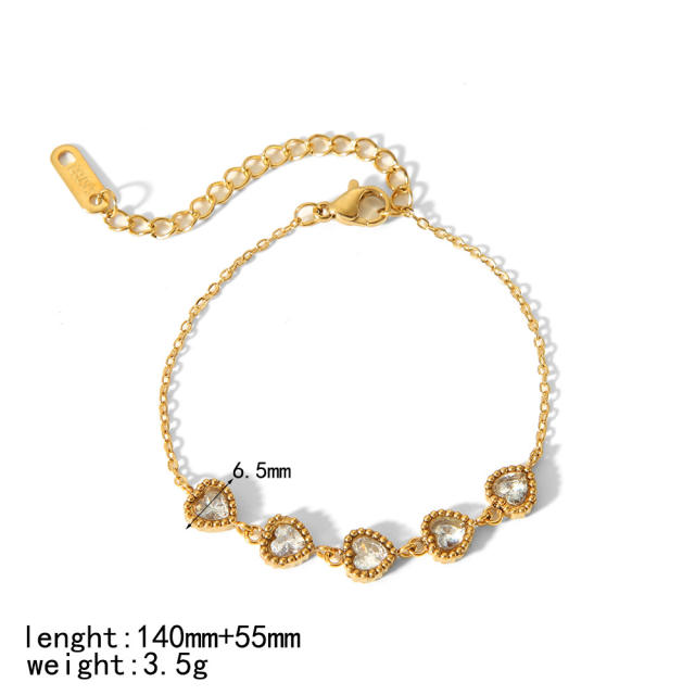 18KG cubic zircon stainless steel diamond bracelet