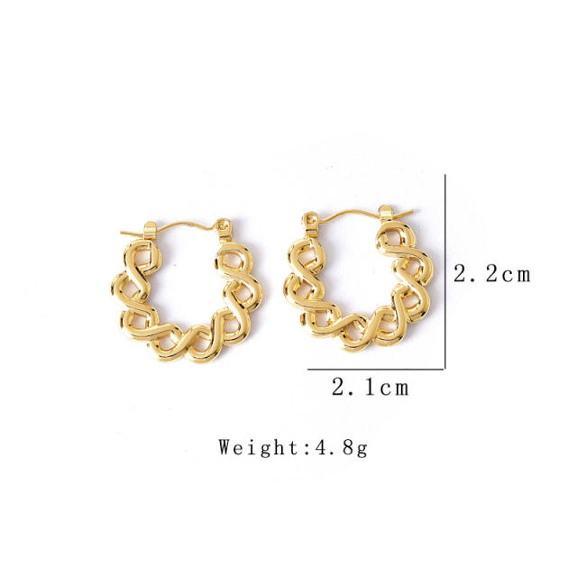 Vintage geometric shape hoop stainless steel earrings