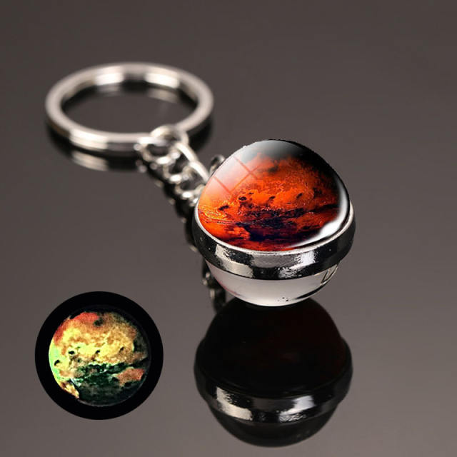 luminous universe solar system ball bead keychain