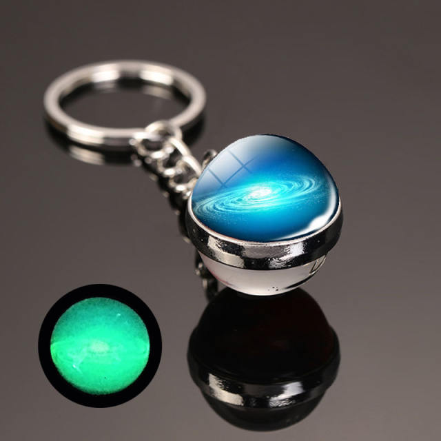 luminous universe solar system ball bead keychain