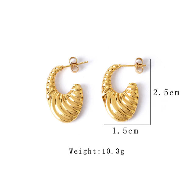 Vintage geometric shape hoop stainless steel earrings