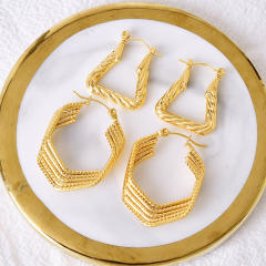 Vintage geometric shape hoop stainless steel earrings