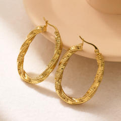 Vintage twisted U shape hoop stainless steel earrings