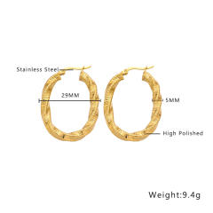 Vintage twisted U shape hoop stainless steel earrings