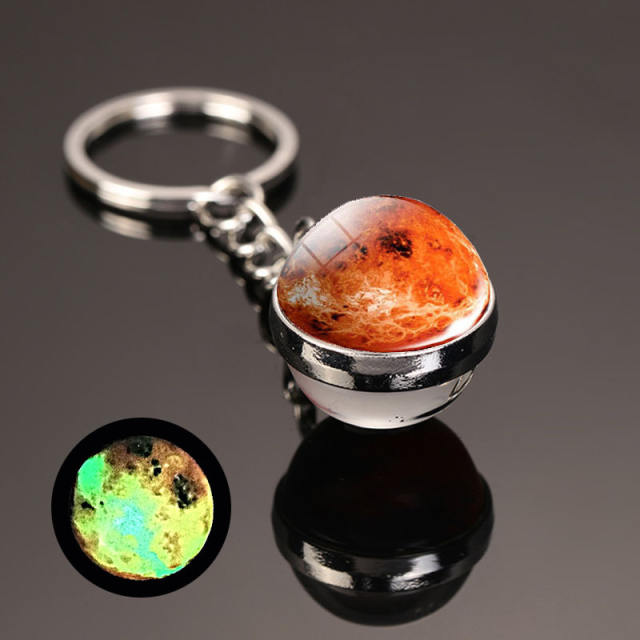 luminous universe solar system ball bead keychain