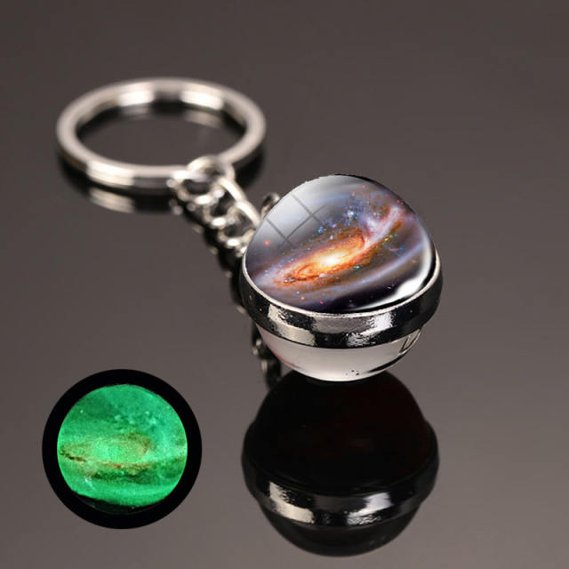 luminous universe solar system ball bead keychain