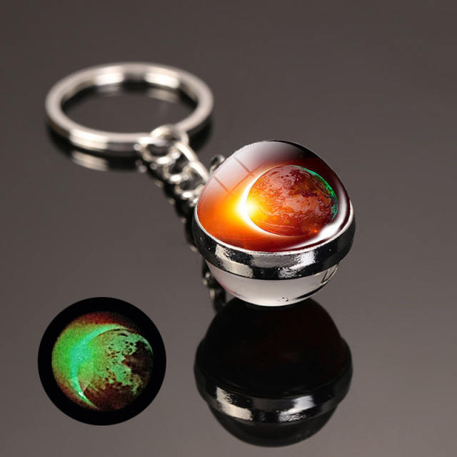 luminous universe solar system ball bead keychain