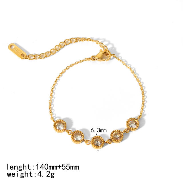 18KG cubic zircon stainless steel diamond bracelet