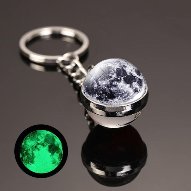 luminous universe solar system ball bead keychain