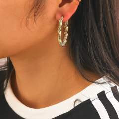 Vintage twisted U shape hoop stainless steel earrings
