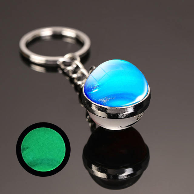 luminous universe solar system ball bead keychain