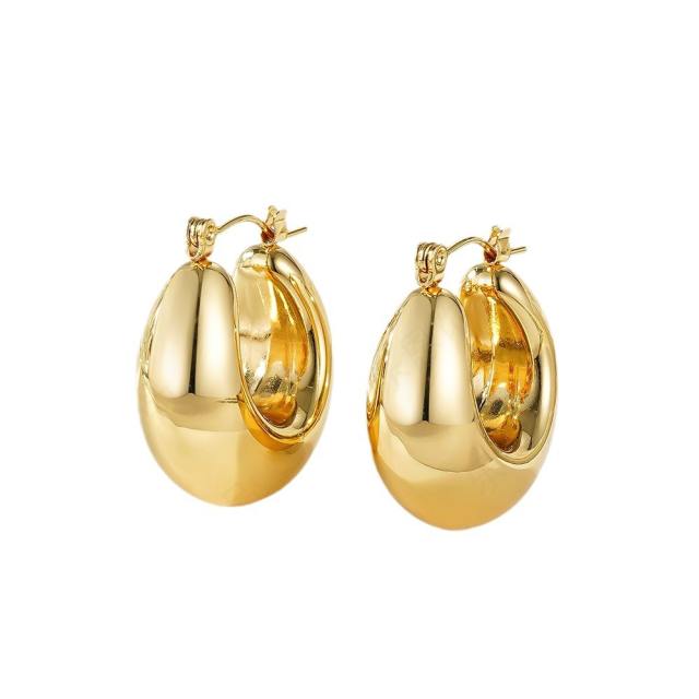 Chunky hollow out hoop earrings stainless steel earrings