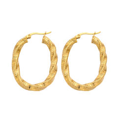 Vintage twisted U shape hoop stainless steel earrings