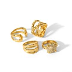 18KG diamond stainless steel finger rings chunky rings