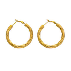 Easy match twisted hoop stainless steel earrings
