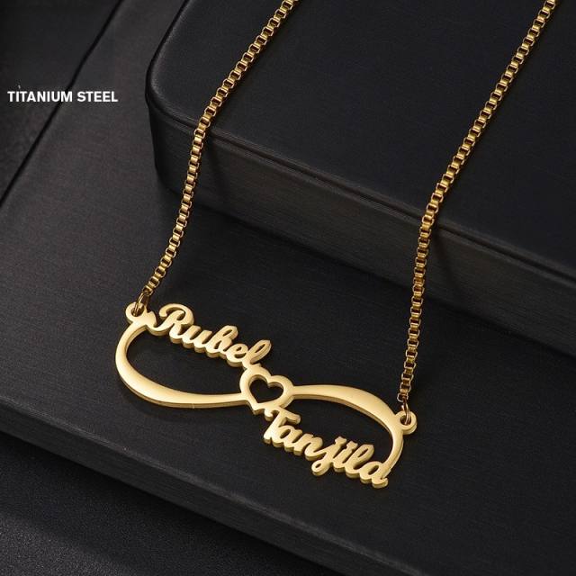 DIY personality custom name infinity stainless steel necklace
