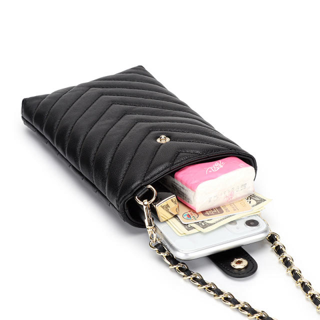Classic Genuine Leather quilted pattern mini phone bag crossbody bag for women