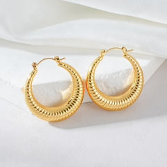 Hollow out striped hoop stainless steel earrings