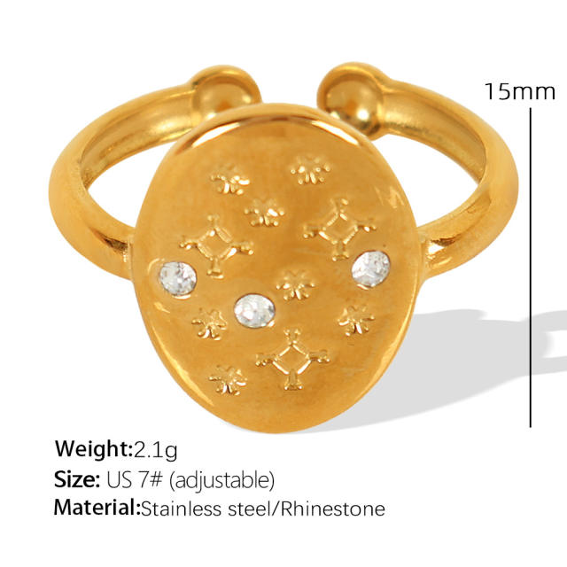 Personality diamond setting stainless steel finger rings