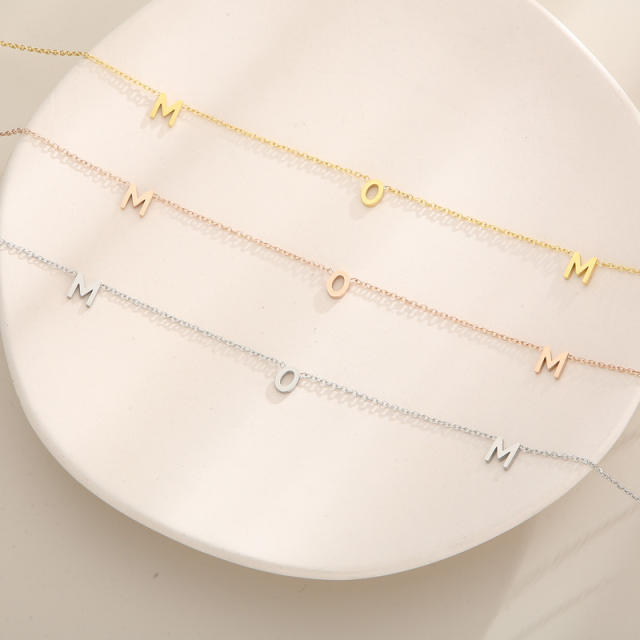 Dainty MOM letter stainless steel choker necklace