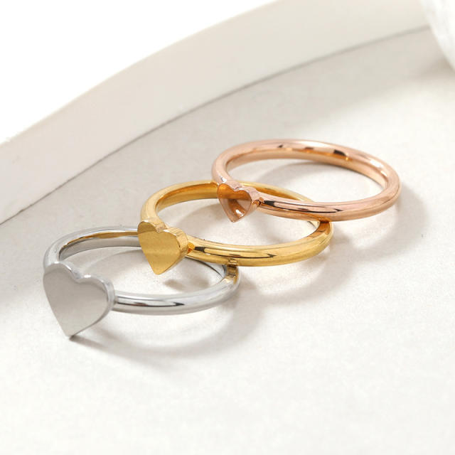 Korean fashion easy match heart stainless steel rings