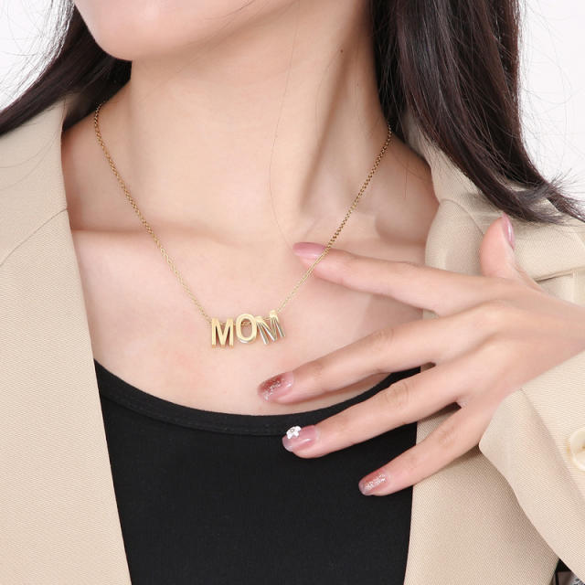 MOM letter dainty stainless steel necklace